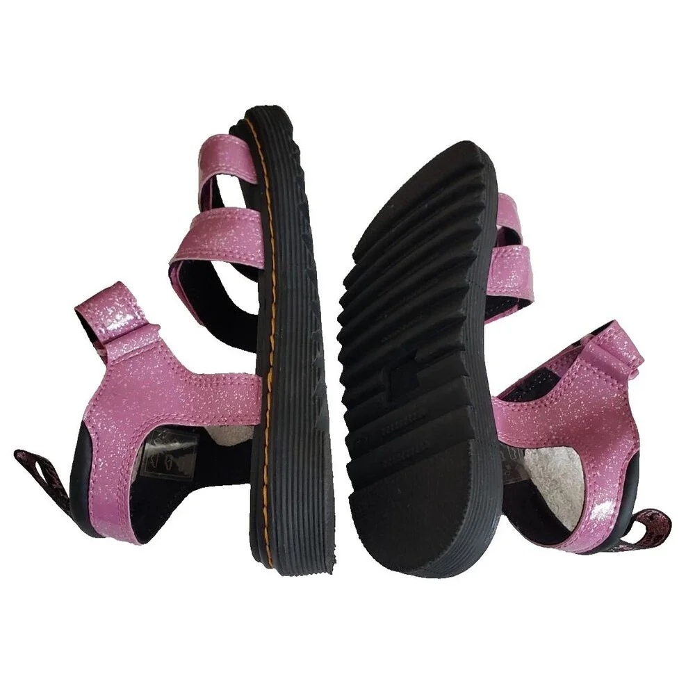 Doc Dr. Martens Klaire J Strappy Sandals Girl's Size 5 Glittery Pink Purple